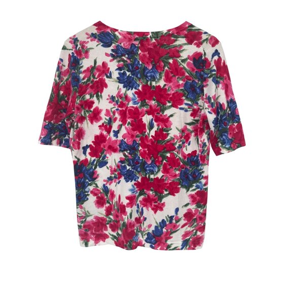 Talbots Womens cardigan sweater Floral size small short sleeve preppy Y2K - Picture 4 of 4